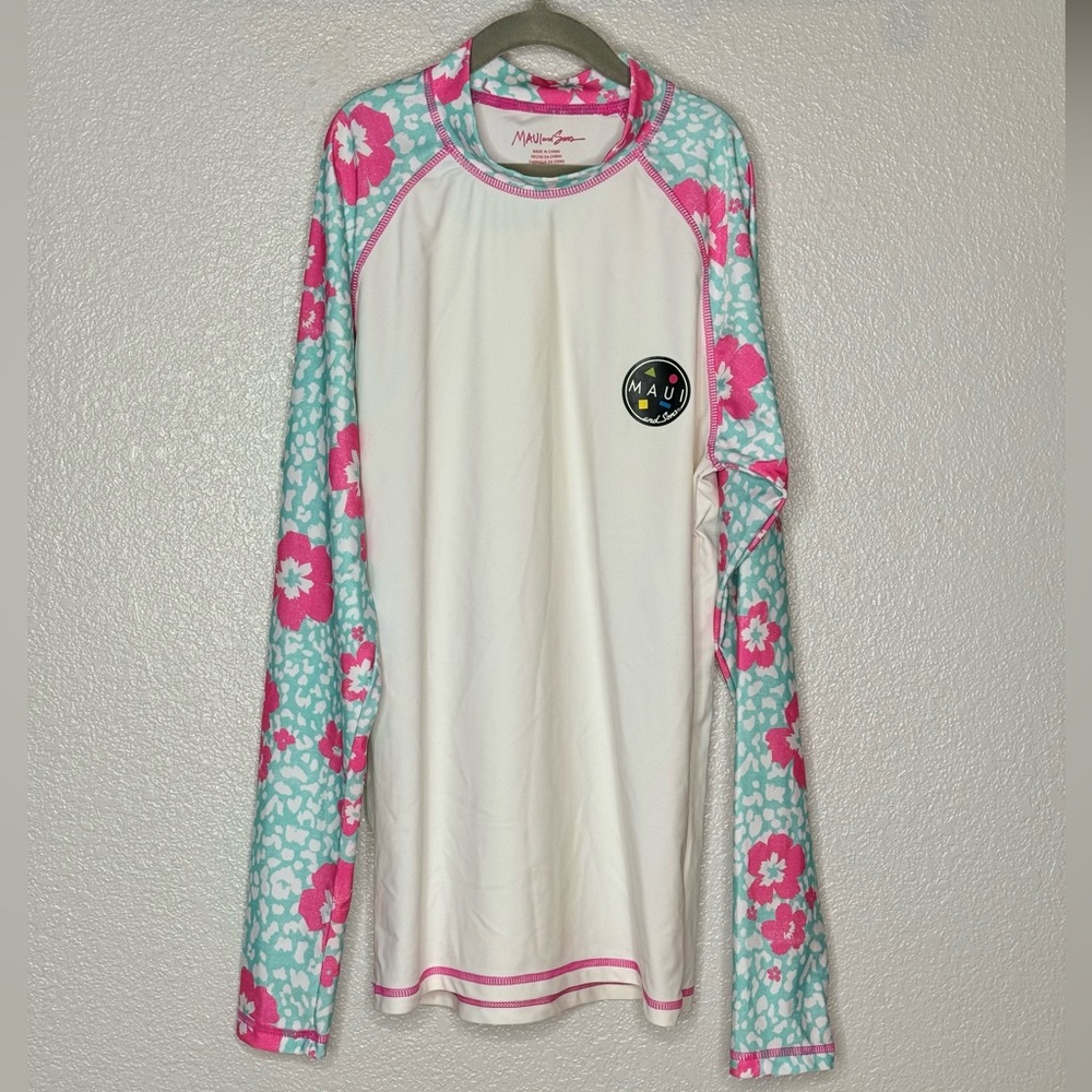 Maui and Sons Rash guard Swim top for Girls size Large